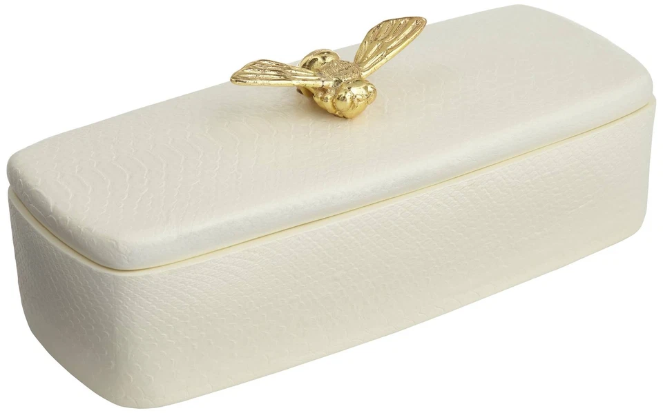 Honey Bee Matte White Rectangular Box with Lid - Image 2 of 4