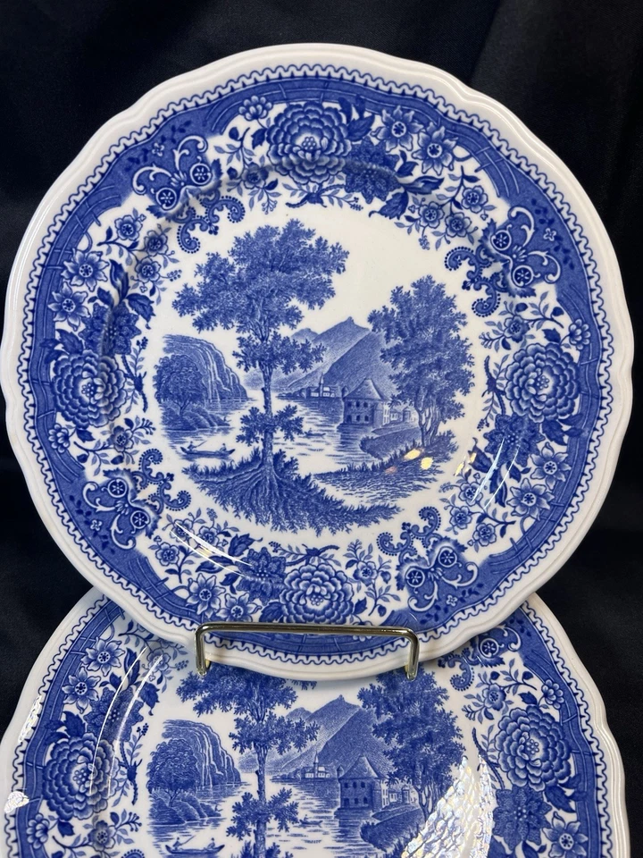 "Lote de colección 4 platos de ensalada azul Villeroy & Boch Burgenland sello trasero azul verde 7,5""" Foto 3 de 4