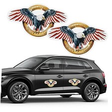 Lot de 2 aimants voiture drapeau américain réfléchissant aigle chauve drapeau et aigle_style1
