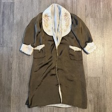 Vintage 50s Japan Embroidered Dragon Souvenir Smoking Jacket Satin Shawl Robe