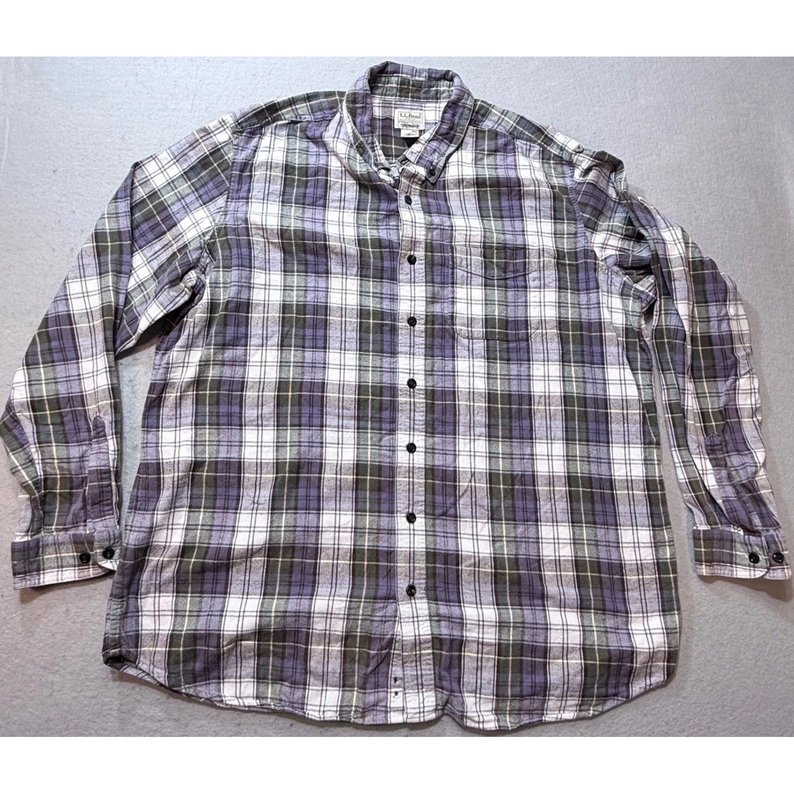 LL Bean XL Tall Plaid Flannel Shirt Button Down Long Sleeve Traditional Fit