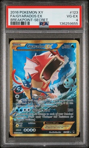 2016 POKEMON XY BREAKPOINT SECRET #123 FULL ART/GYARADOS EX PSA 4