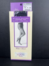 Vintage Honors Navy Silken Sheers Control Top Pantyhose Plus Size Queen 2