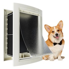 Mestyl Dog Door for Wall with Telescoping Tunnel, Double Flap Locking Panel