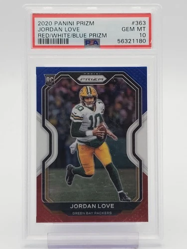 JORDAN LOVE 2020 PANINI PRIZM RED/WHITE/BLUE RC #363 PACKERS PSA 10 Q6029