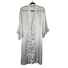 VTG Victoria s Secret Lingerie Bridal Ivory Floral Jacquard Robe Sz M/L 80s/90s