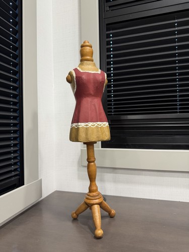Vintage Style Dress Form Mannequin on Wooden Stand Sewing Room / Boutique Decor