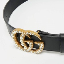BRAND NEW: Gucci GG Marmont Wide Belt with Pearls Leather