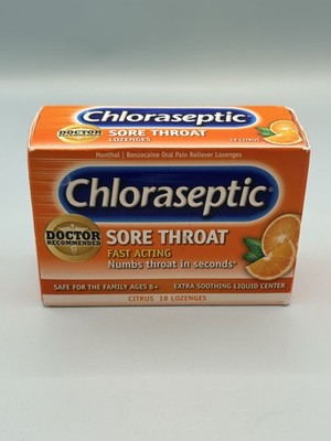 Chloraseptic Sore Throat Lozenges Citrus Menthol Benzocaine Oral Pain Reliever 1