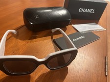 Chanel CC 6059 Women's Black-White Sunglasses 52 16-145 Free Shipping