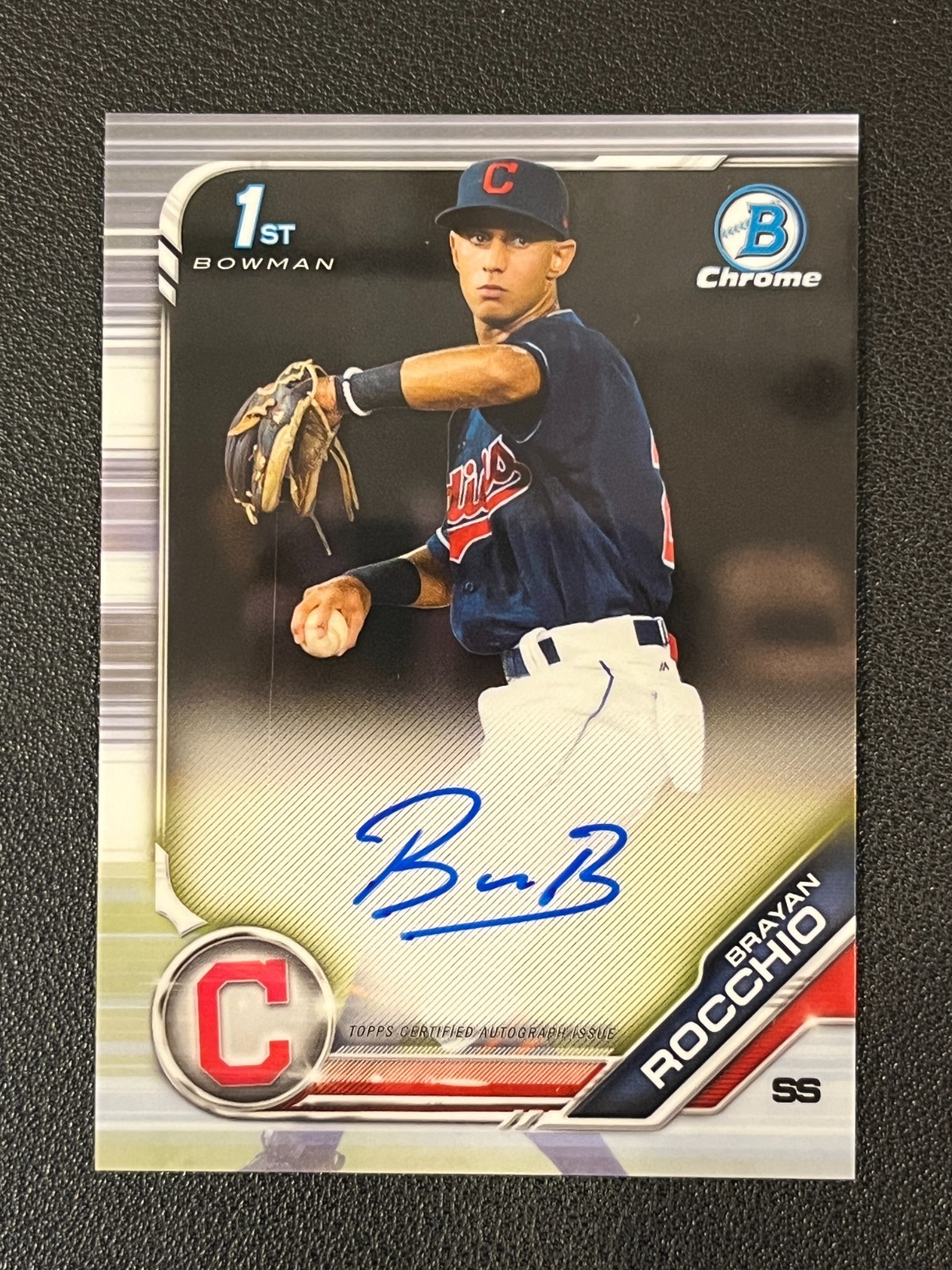 Brayan Rocchio 2019 Bowman Chrome 1st Auto Prospect Guardians