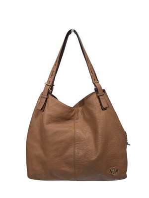 Vince Camuto Belva Hobo Shoulder Bag Pebbled Leather Tan Triple Entry Purse