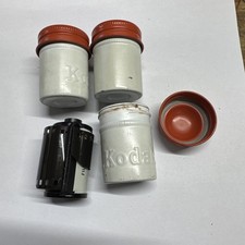 Vintage Kodak Orange White Film Canisters With Vericolor 2 Asa 100 36 Exp 1979
