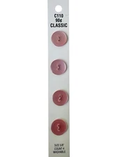 Buttons Pink Flat Pearlescent 5/8" 2-Hole 4-Pk Vintage Blumenthal Lansing C110