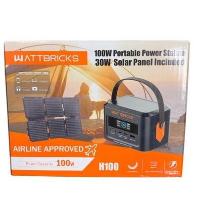 Wattbricks Energy 120W Peak Portable Power & 30-Watt Portable Solar Panel Bundle