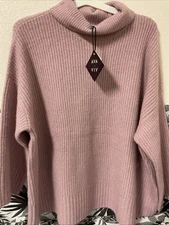 🌻 Women's Cozy Knit Turtleneck Pullover Sweater - Ava & Viv Pink 3X 🆕
