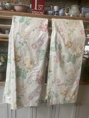 Vintage Sanderson Floral Landhaus Stil Vorhänge Rosen 54''L x 60''W
