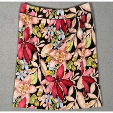 Talbots Womens 10 Silk Cotton A Line Skirt Pink Brown 90s Y2K Retro Forest Fairy