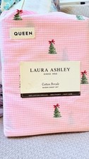 Laura Ashley Queen Sheet Set Floral 4 Piece 100 Cotton Percale Christmas Pink