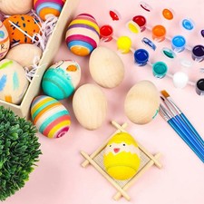 60Pcs Durable Wooden Eggs for Crafts Unfinished DIY Simulation Egg Decor