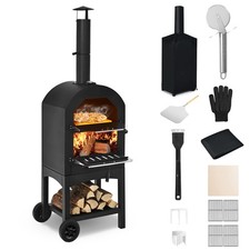 Pizza Oven Wood Fire Pizza Maker Grill W/ Pizza Stone & Waterproof Cover New
