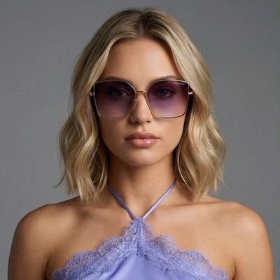 Trussardi TSW3013 04A Designer Soleil Femmes Or Géométrique Pente 58mm