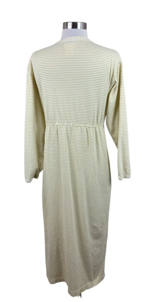 Bata tejida de algodón con corbata frontal a rayas amarillas colección ropa de dormir Garnet Hill talla S Foto 3 de 4