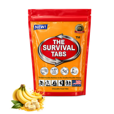 Survival Tabs Banana 24 Tablets Bug Out Bag Emergency Food Non GMO 25 Year