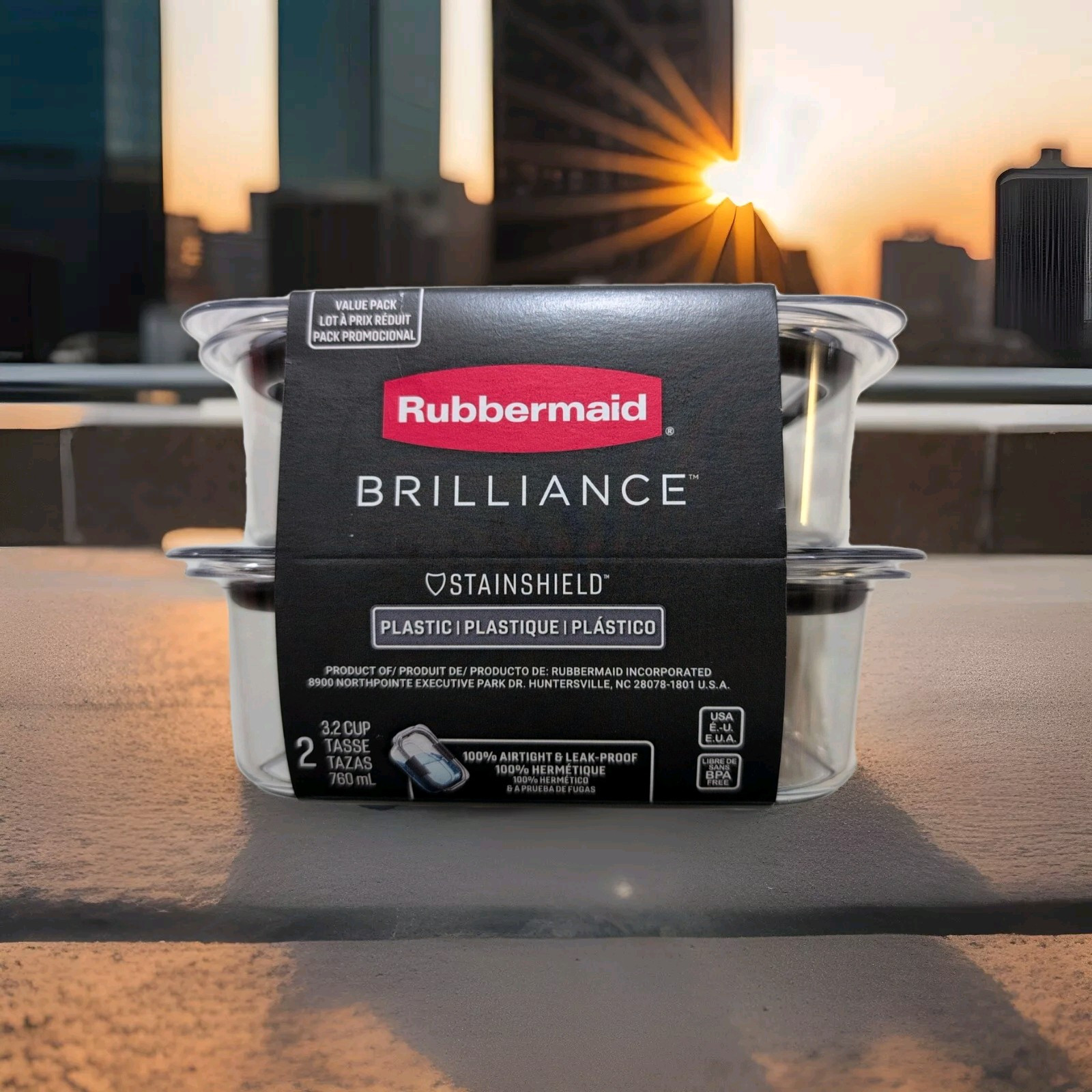 Rubbermaid Brilliance 3.2 Cup Stainshield Leak-Proof Food Storage Set