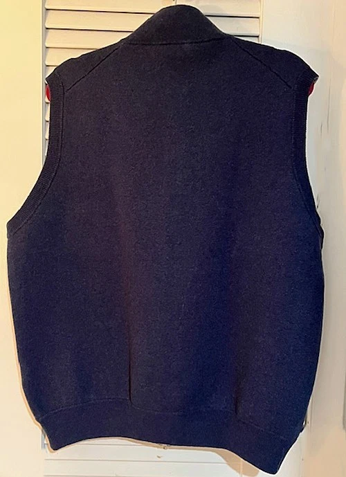 Chaleco Suéter Fedeli Italia Azul Marino y Gris 100% Cachemira Cremallera Completa ~ XXXL Foto 2 de 4