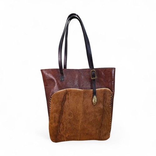 Roberto Cavalli Mixed-Media Serpent Buckle Top Handle Bag | Tariffs Prepaid