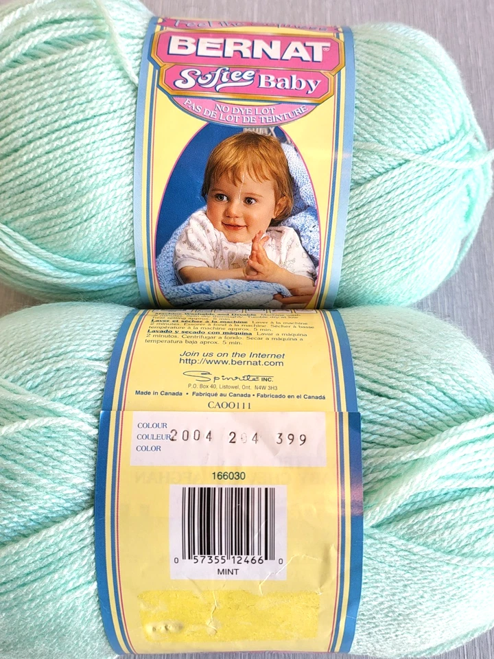2 Skeins Bernat Softee Baby Sport DK Yarn Mint Green 5oz Each 100% Acrylic - Image 4 of 4