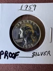 1959 Proof Washington Quarter Silver Coin 90% Pure Silver Coin US Mint