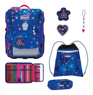 Scout LED Neo Set 4-teilig Schulranzen Sparkling Dream dunkelblau Neu