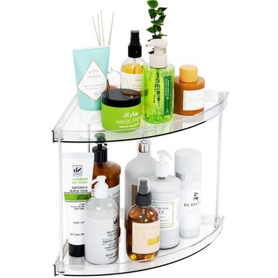 Clear Corner Bathroom Counter Organizer,2Tier Tiered Countertop Corner Shelf ...