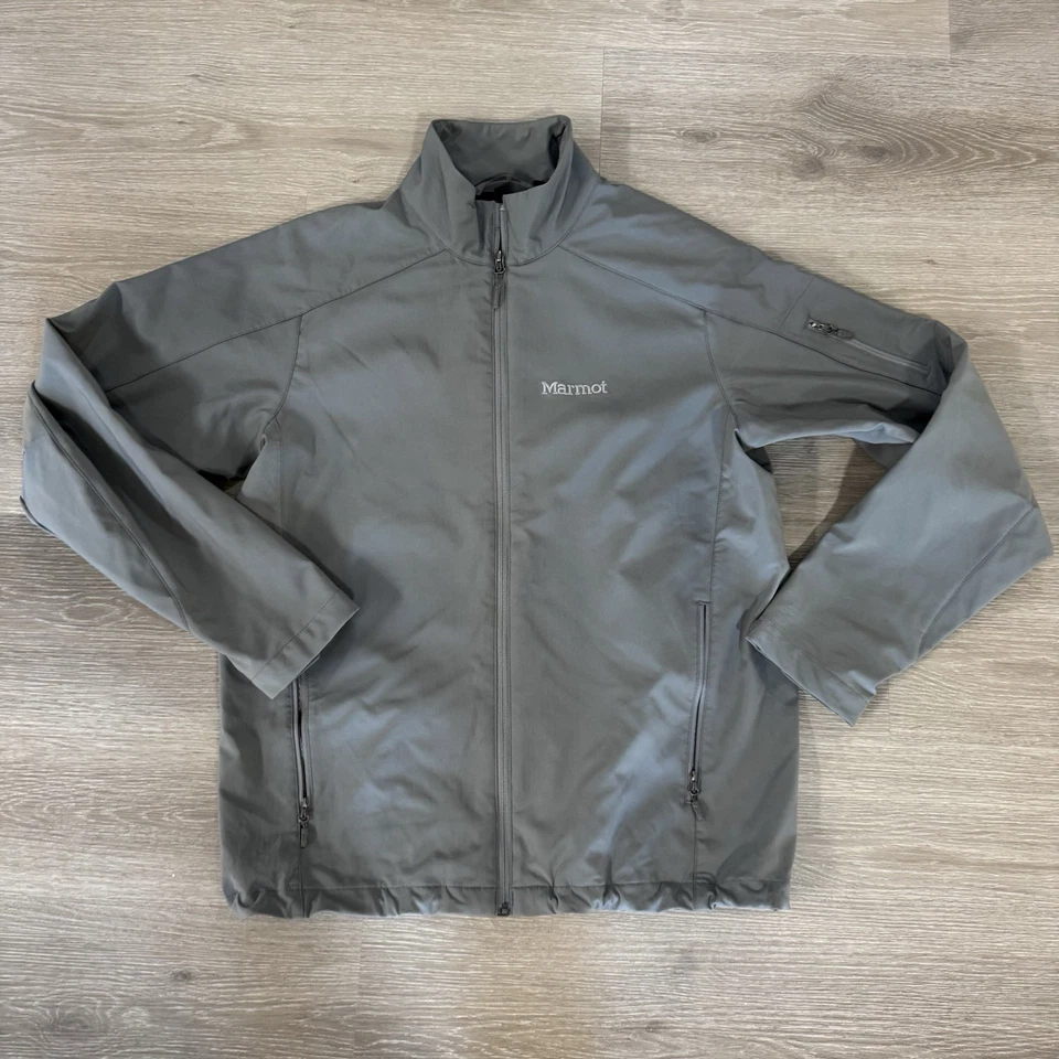Chaqueta Marmot Gris Gravedad A Prueba de Viento Resistente al Agua Carcasa Suave Cremallera Completa Hombres L Foto 2 de 4