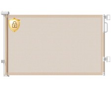 Cideny 55" Retractable Baby Gate 34" Tall Mesh Stairs Pet Safety Barrier Beige