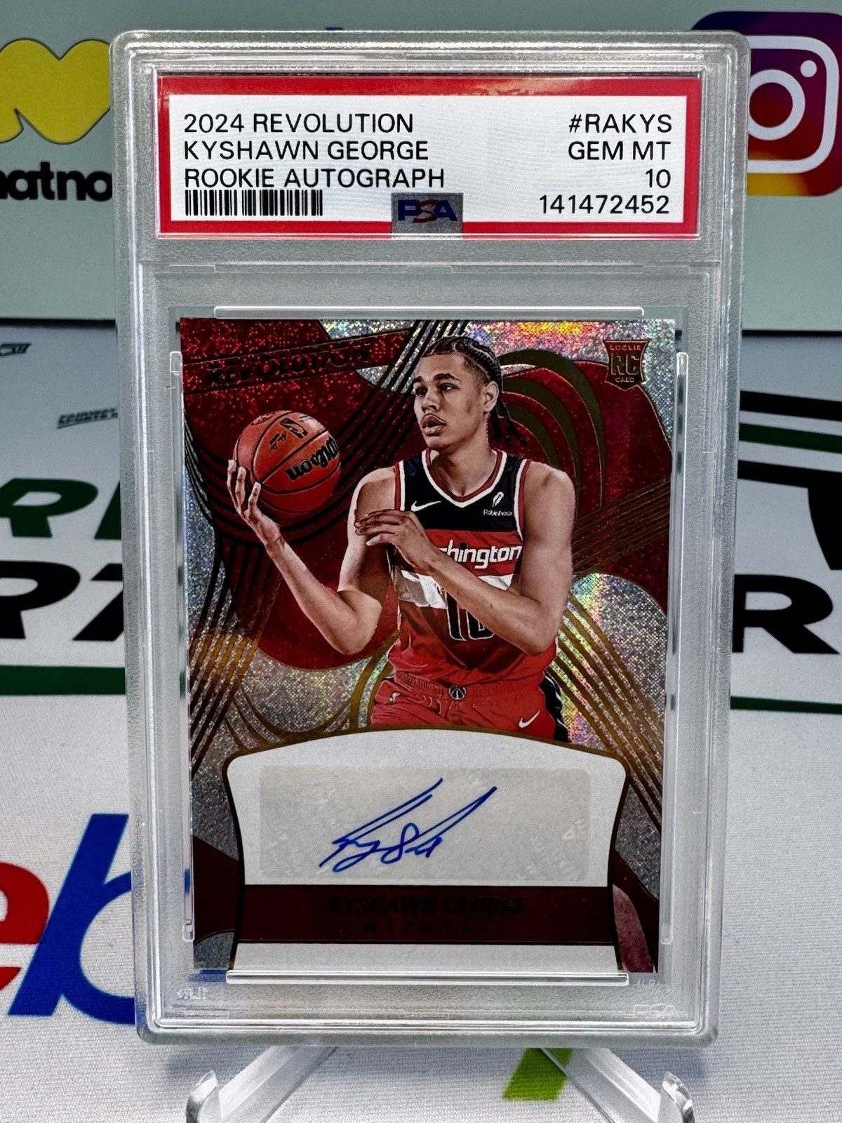 2024-25 Revolution Kyshawn George Rookie RC AUTO PSA 10 - Washington Wizards