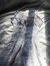 WAYF White Smocked Midi Dress Women’s Large Sleeveless Tie Strap Lined Summer