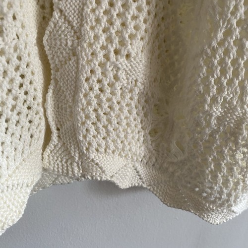 Joan Rivers Crochet Cardigan Large Tunic Ivory Hearts V-Neck Sweater Boho New - Picture 6 of 13