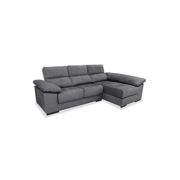 Sofá Chaiselongue a la derecha Imola tapizado gris oscuro, 280cm(ancho) 165cm(fo