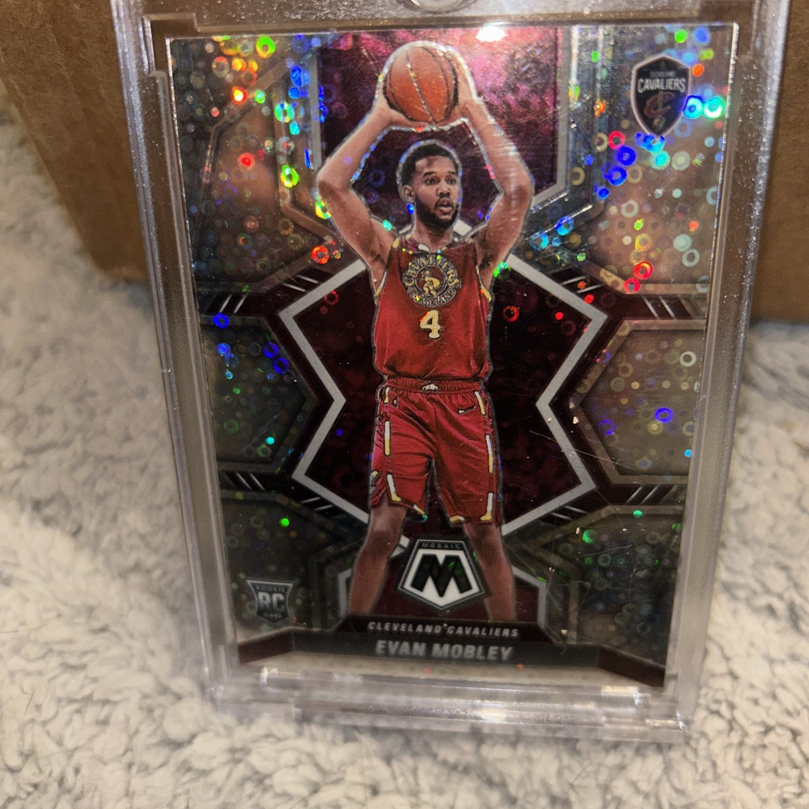 EVAN MOBLEY 2021-22 Mosaic FAST BREAK Silver DIsco Rookie RC Card #201 CAVALIERS