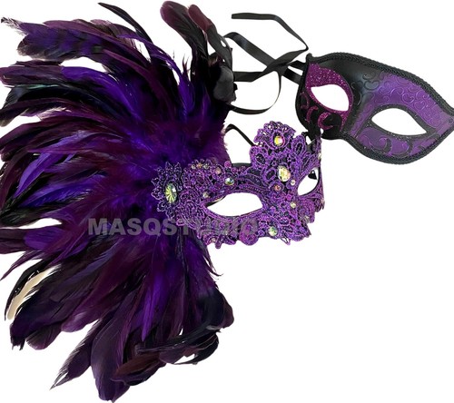 Lace Feather Masquerade Eye Mask Burlesque Mardi Gras Birthday Prom Dance Party - Picture 45 of 79