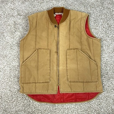 Vintage Walls Vest Mens 2XL Brown Quilted Insulated Workwear Blizzard-Pruf 80s