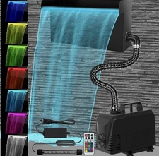 AquaMiracle Allin1 Pond Waterfall Kit with LED Lights 12” 660 GPH Pool