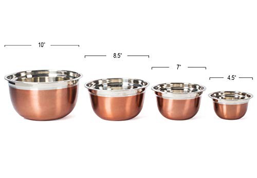 Edelstahl Rührschüsseln - 4-teiliges Set - stapelbare Stapelschüsseln - Roségold - Bild 5 von 8