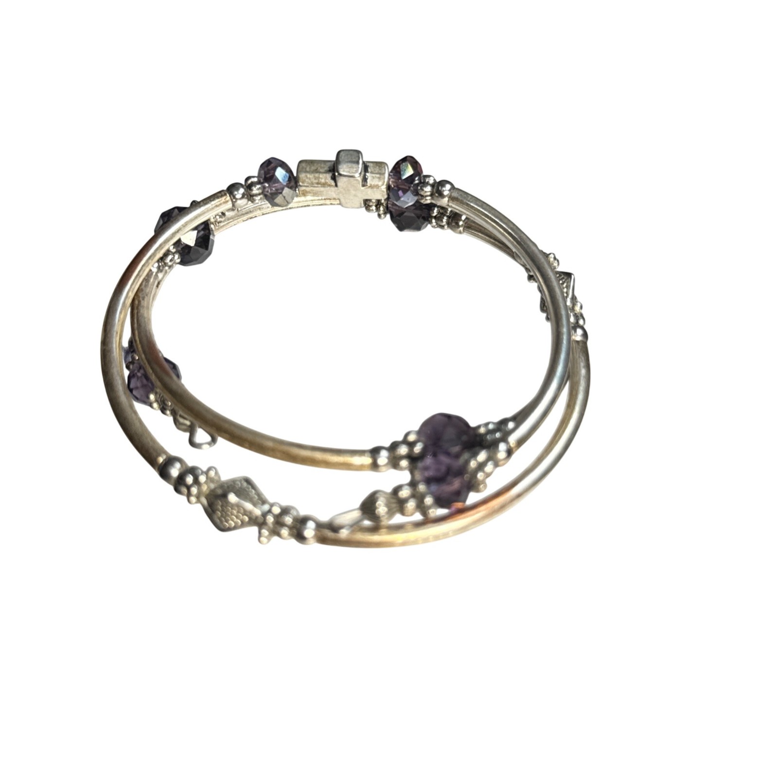 Cross Wrap Bangle Bracelets Adjustable Layered Fa… - image 10