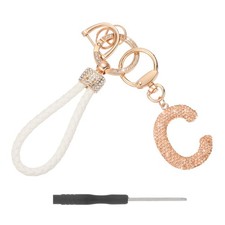 Initial Letter Keychain Letter C - Initial Wristlet KeyChain Champagne