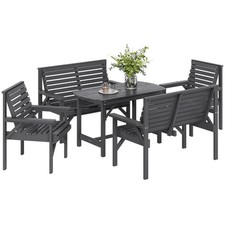 Garden Dining Set for 6 Outdoor Conversation Set w/ 2 Armchairs 2 Loveseats Grey