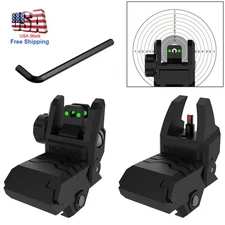 Foldable Tactical Front Rear Fiber Optics Sights Flip-up For 20mm Mount Rail